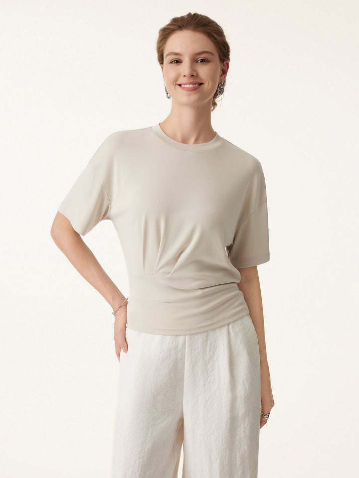 Sandwashed Crewneck Short Sleeve Tucked Tee