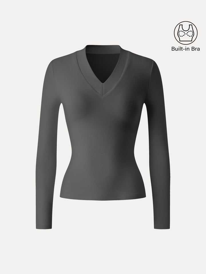 Essential V-neck Wide Binding Slimming Brami Top Blue Charcoal XS