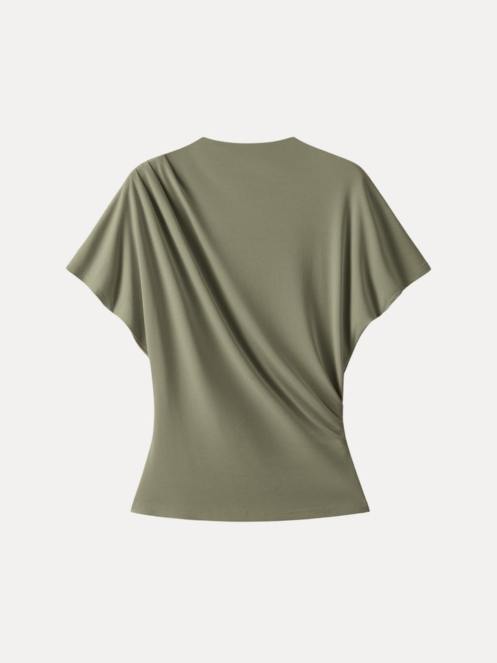 Mockneck Tucked Waist Define Top Olive XS