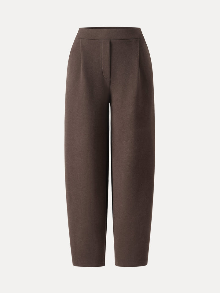 Cozy Warm Mid Rise Barrel Leg Pull-on Pants with Pockets