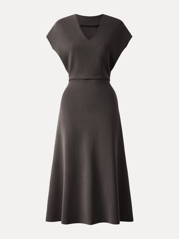 Modal Spacer V-Neck A-line Midi Dress