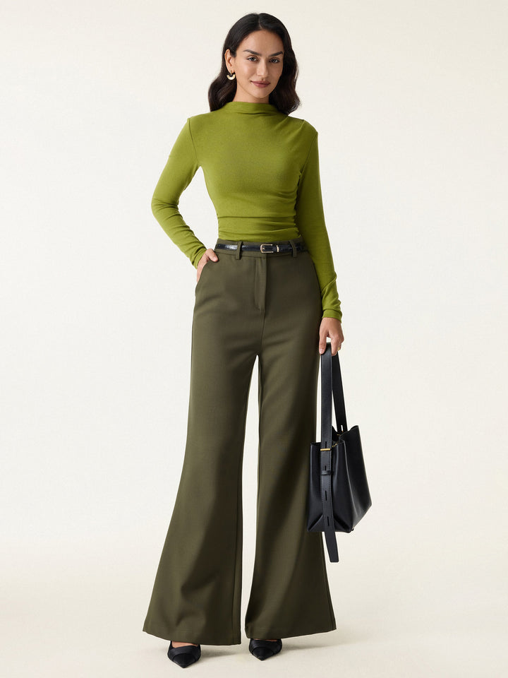 Mockeneck Ruched Long Sleeve Top