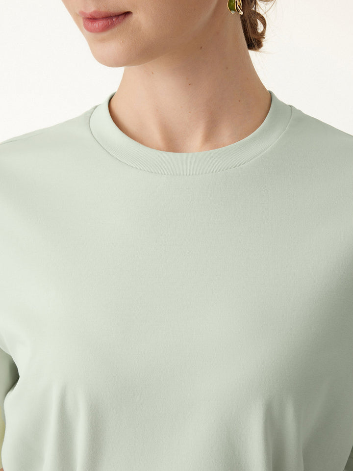 Crewneck Short Sleeve Cinched Waist Tee