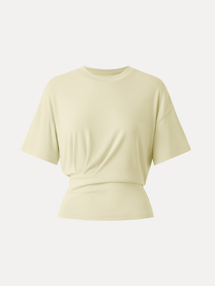 Sandwashed Crewneck Short Sleeve Tucked Tee Butter Yellow XS