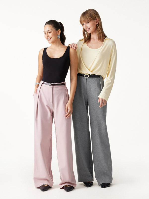 OGLmove Ponte High-Rise Straight-Leg Pants with Pockets