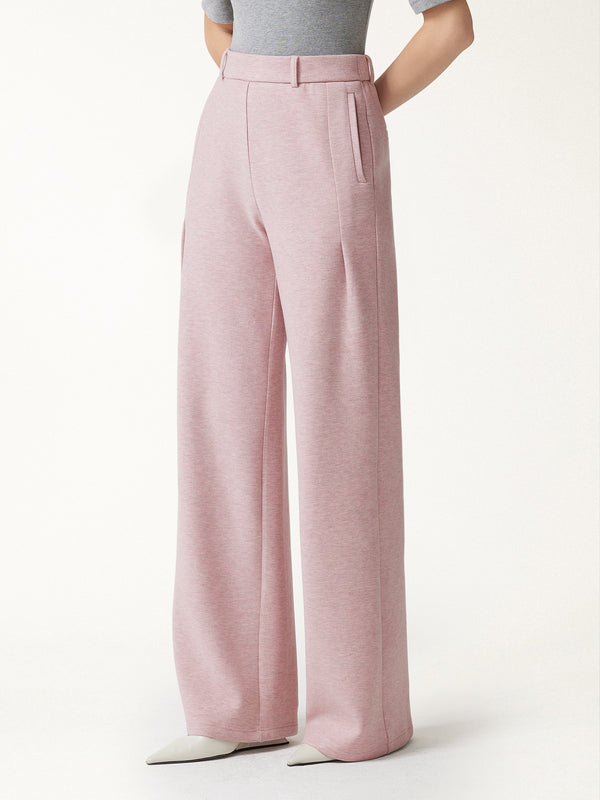 OGLmove FuzzLuxe High-Rise Wide-Leg Tuck Pants with Welt Pockets Heather Millennial Pink XXS