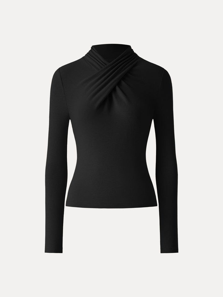 ProWarm Twisted Mockneck Long Sleeve Top Black XS
