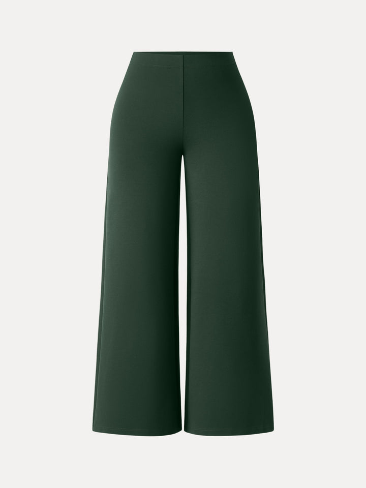 Tummy-Smooth Wide Leg Pull-on Pants with Pockets Petite Esses Green