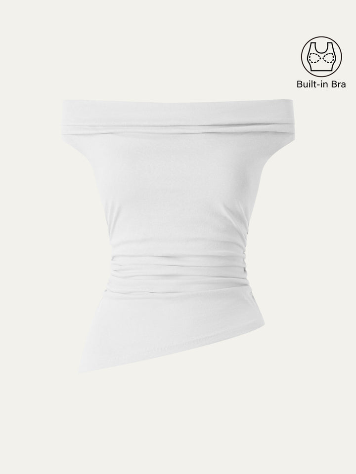 Cold Shoulder Cotton-Linen Gathered New Airy Brami White XS