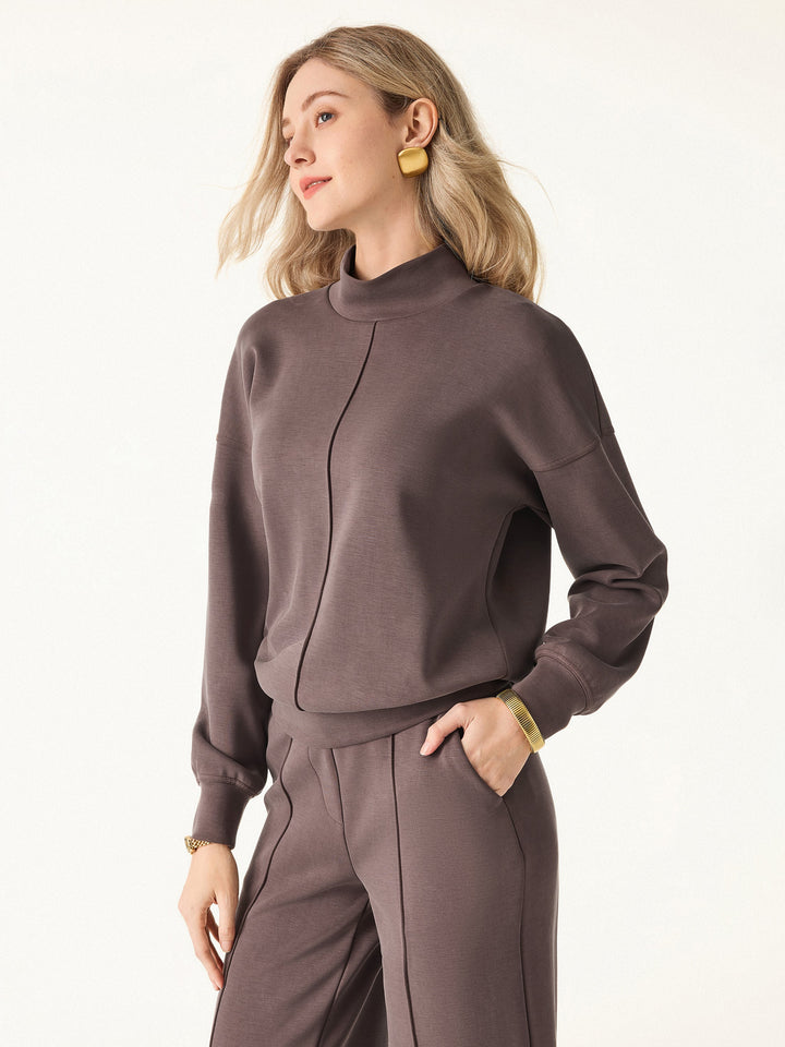 Modal Spacer Mockneck Long Sleeve Pullover Shirt