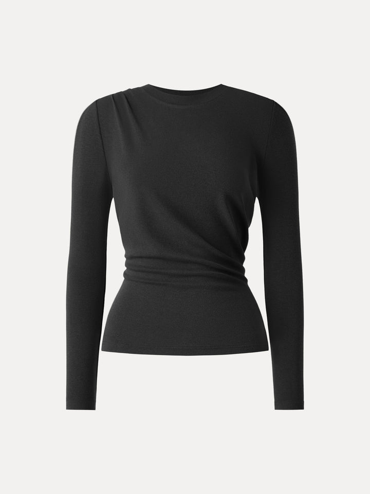 Light Warm Crewneck Tucked Top Black XS