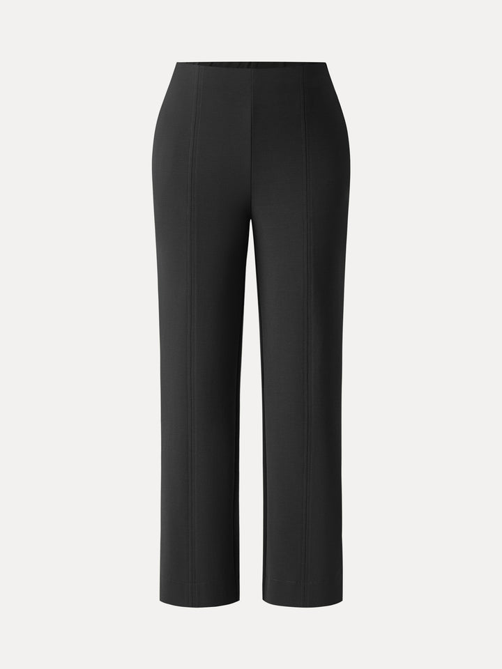 Sandwashed Mid Rise Slim Straight Pull-on Pants with Pockets Petite Black