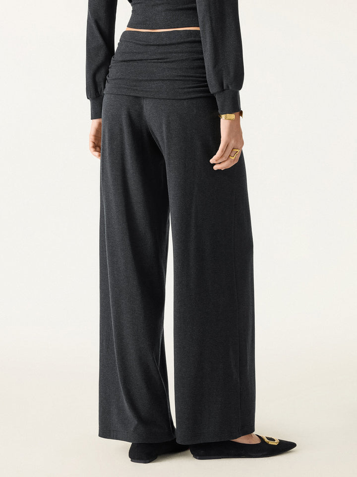 Non-Itchy Wool Blend Drapey Wide Leg Pull-on Pants with Pockets