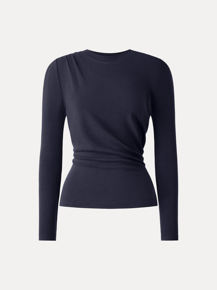 Light Warm Crewneck Tucked Top Midnight Navy XS