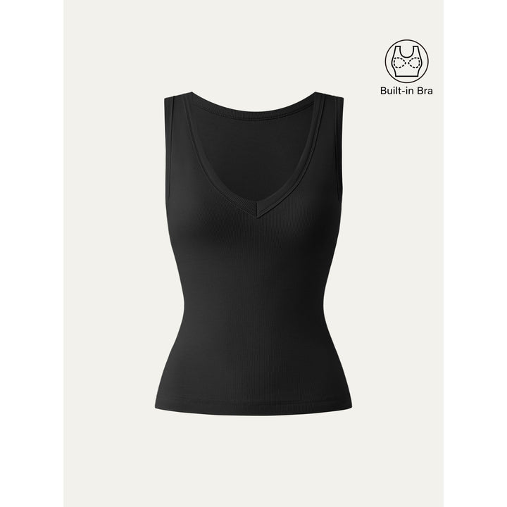 Stretchy V-neck Cotton New Airy Brami Tank Black XS