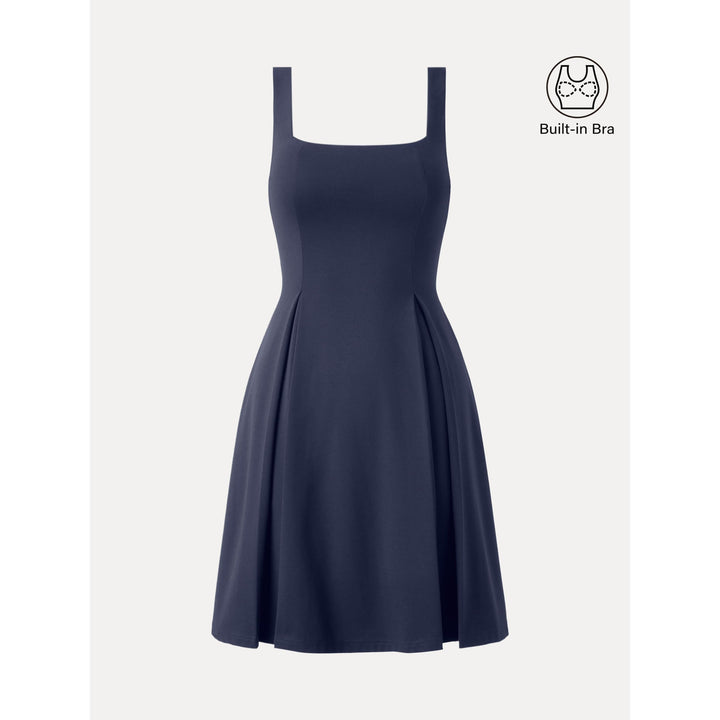 Square Neck Fit-and-flare Mini Brami Dress Midnight Navy XS