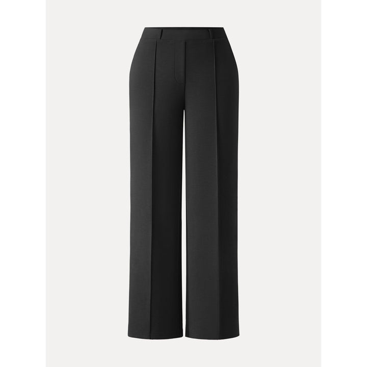 Mid Rise Straight Leg Pants with Pockets Regular Black