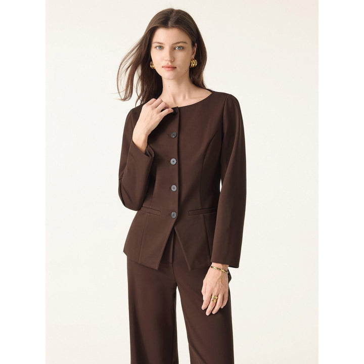 Lucky Offer——Size:S Long Sleeves Top Hickory Brown