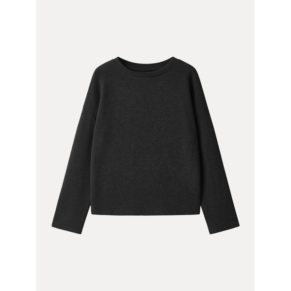 Relaxed Crew Neck Long Sleeve Top Black XS