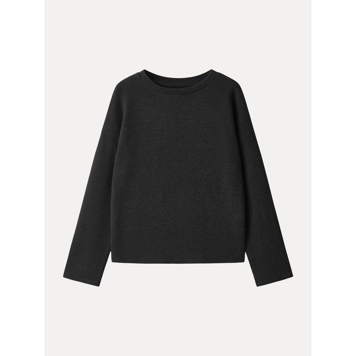 Relaxed Crew Neck Long Sleeve Top Black XS