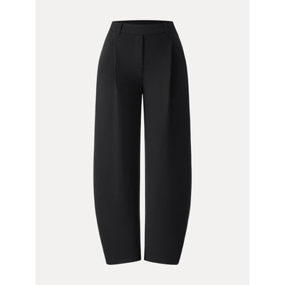 Cozy Knit Mid Rise Barrel Leg Pull-on Pants Regular Black