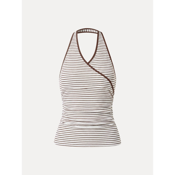OGLmove Last Chance in Size XL Non-Bra Tops White/Brown Stripe
